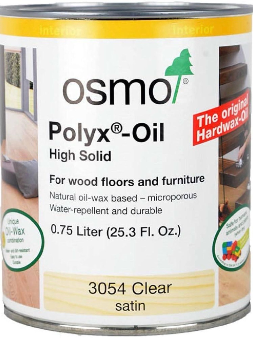 Osmo Polyx Oil High Solid 3054 Clear Satin For Wood And Furniture 0.75 Liter.